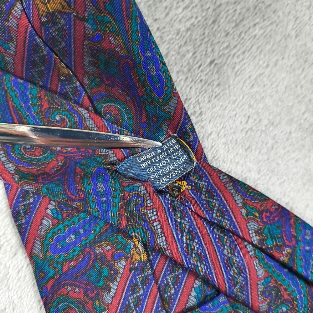 Vintage Gucci Tie Mens 56x3.5 Blue Paisley Equestrian Horse Silk Made In Italy - Picture 4 of 8